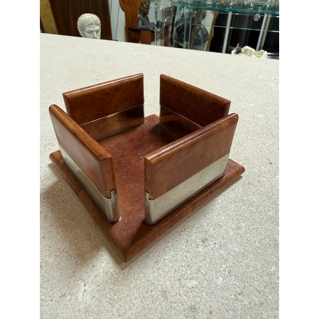 Vintage Trussardi Wood & Metal Desk Accessories Set For Sale - Image 10 of 13