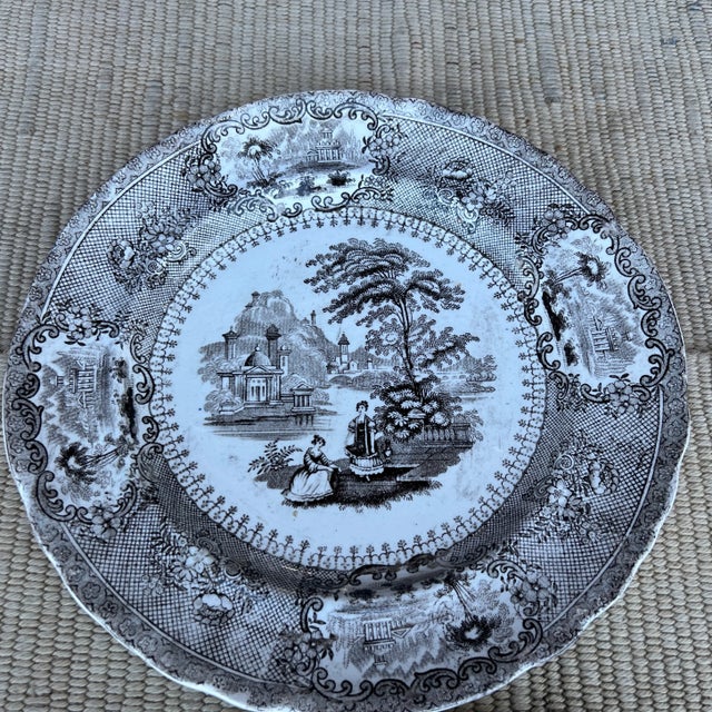 Ceramic Circa 1850’s Antique Brown Transfer Decorated Plates, “Verona”, by Cork & Edge- Set of 11 For Sale - Image 7 of 12