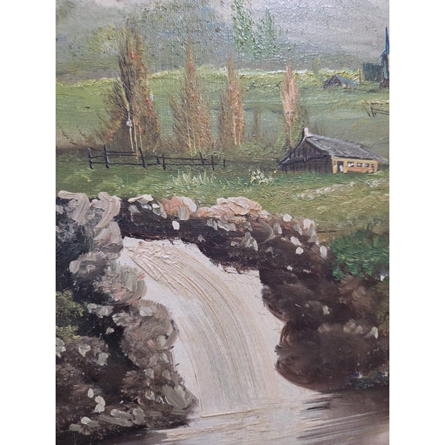 Large Vintage Dutch Landscape Oil Painting Early 1900s For Sale - Image 4 of 8