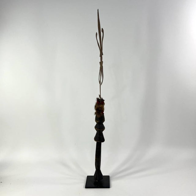 Early 20th Century Early 20th Century Ceremonial Prestige Knife with Hide-Wrapped Hilt on Custom Base Kongo For Sale - Image 5 of 7