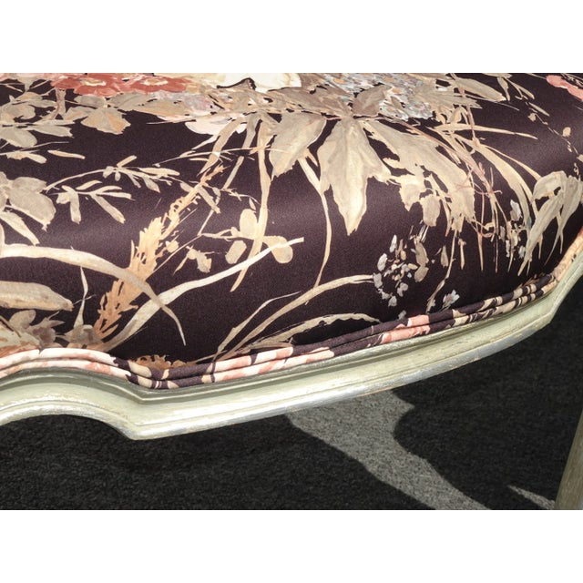 Pair Vintage French Provincial Floral Arm Chairs W Silver Frames For Sale - Image 9 of 12