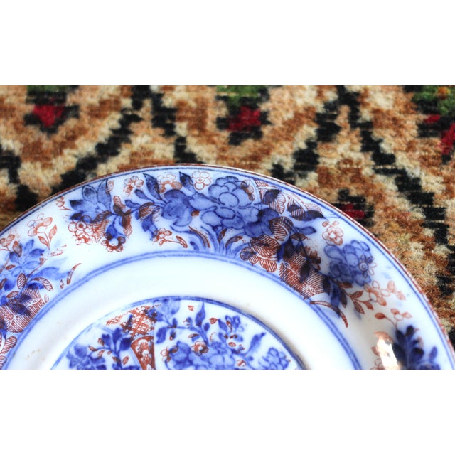 Late 19th Century Wedgwood Blue Ningpo Plate Luncheon Plate - Flow Blue For Sale - Image 5 of 9