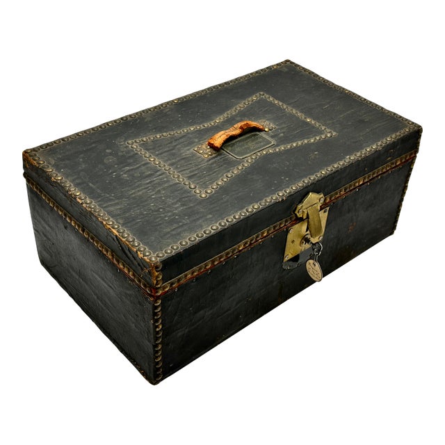 Original Antique Locking Document Box From Milton Massachusetts First Congregational Church Parish - Circa Mid 19th Century For Sale