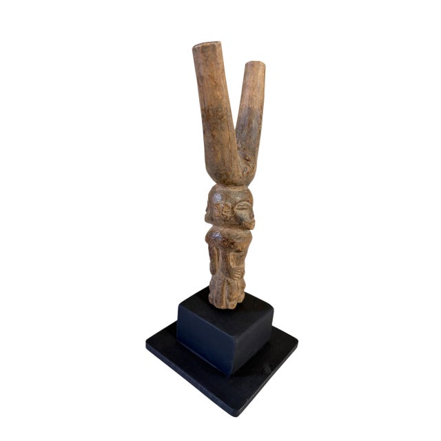 African Vintage Unique Old Lobi Figural Sling Shot Sculpture Burkina Faso African 9.25" H W/Stand For Sale - Image 3 of 6