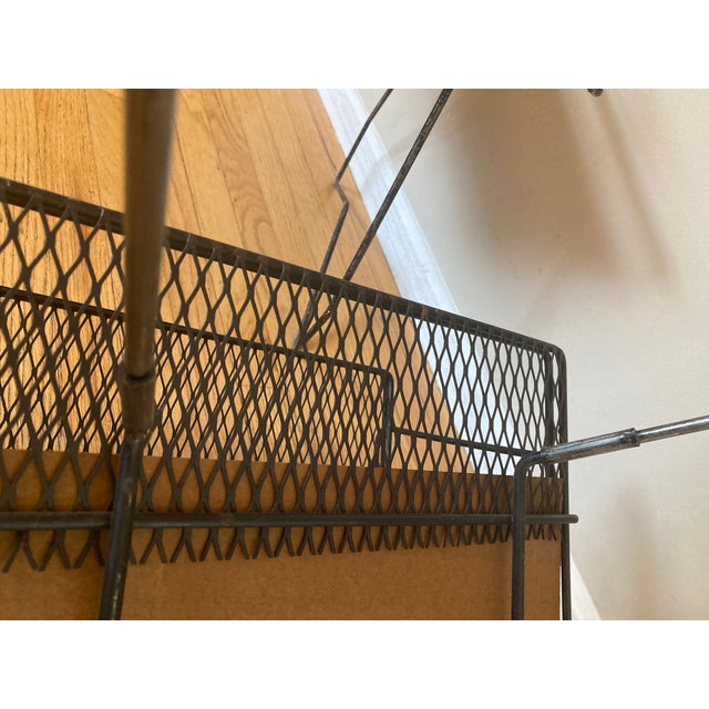 Mid 20th Century Vintage Wrought Iron Tiered End Tables Pair Metal Mesh - Salterini, Diamond, Galef Style Mid Century For Sale - Image 10 of 12