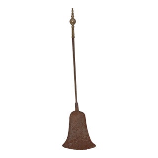Antique 18th Century Wrought Iron Turned Brass English Fireplace Shovel Tool 17 For Sale