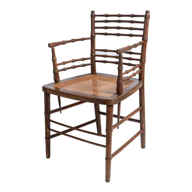 Pair English Aesthetic Movement Faux Bamboo Chairs ,Sussex Style, C1890-1900 For Sale - Image 9 of 10
