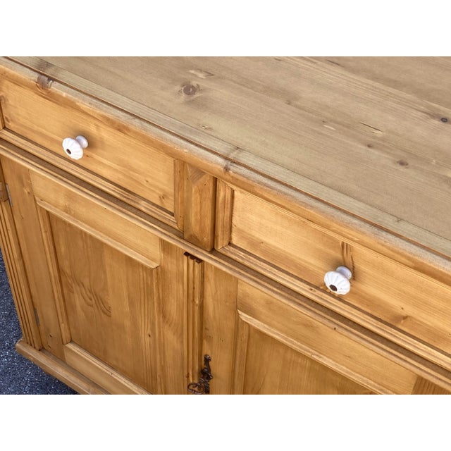 Pine Four Door Four Drawer Sideboard, Reproduction For Sale - Image 12 of 15