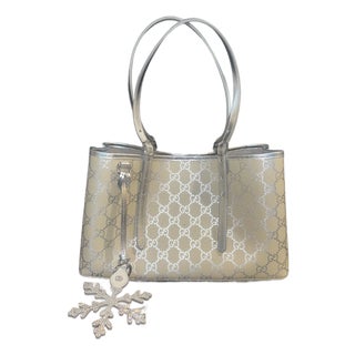 Gucci Small Emblem Tote—Limited Edition Silver Holiday Collection For Sale