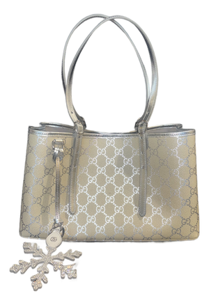 Gucci Small Emblem Tote—Limited Edition Silver Holiday Collection
