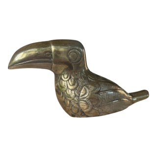 Large Solid Brass Mid-Century Toucan Figurine For Sale