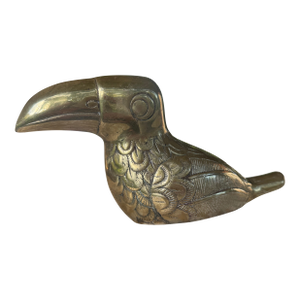 Large Solid Brass Mid-Century Toucan Figurine