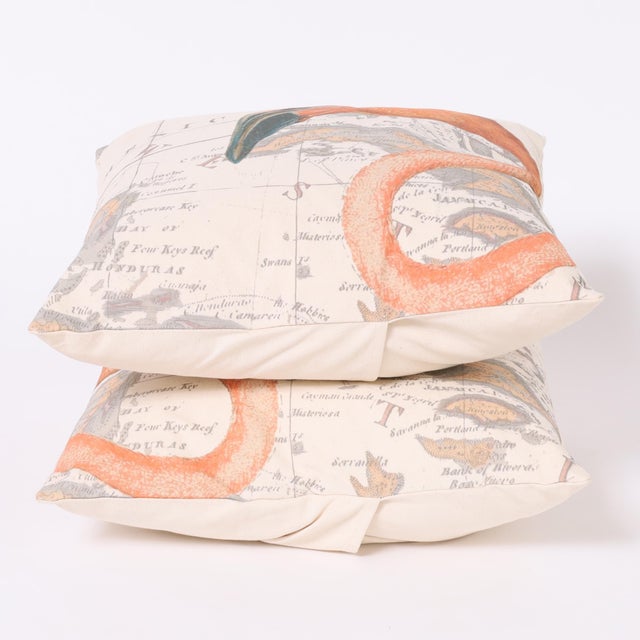 Textile Pair of Canvas Flamingo Throw Pillows For Sale - Image 7 of 7