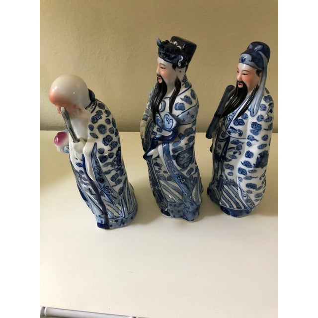 1990s Chinoiserie Longevity Statues - Set of 3 For Sale - Image 9 of 10