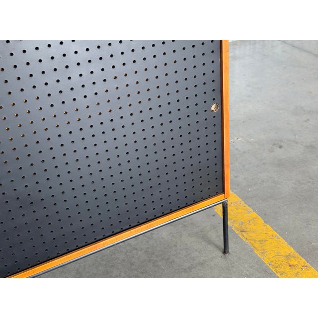 1950s Paul McCobb Planner Group - Model 1514 Iron Base Credenza - Black Sliding Doors For Sale - Image 11 of 12