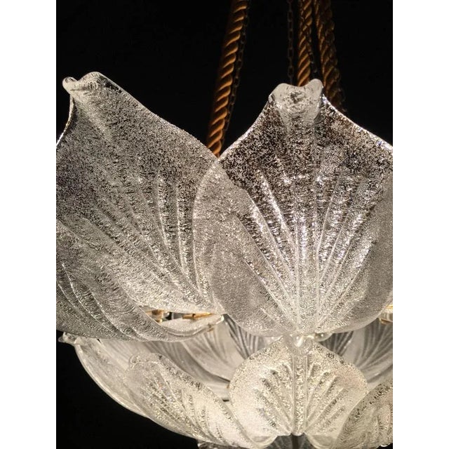 1990s Italian Murano Glass Leave Flush Mount Chandelier For Sale - Image 5 of 18
