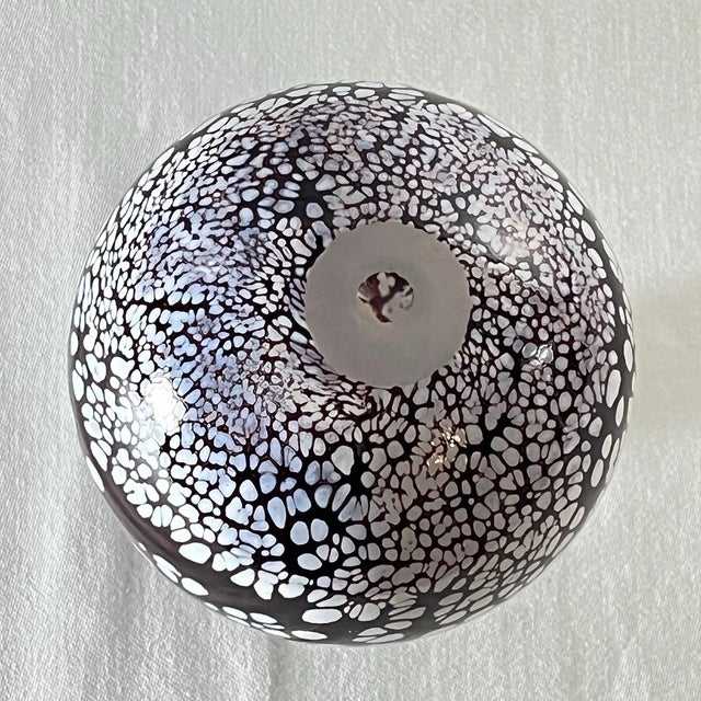 Vintage Murano Style Dark Purple White Confetti Speckled Hand Blown Art Glass Vase For Sale In Phoenix - Image 6 of 6