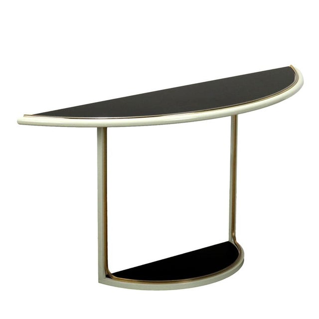 Vintage Console Table in Metal and Brass by Tommaso Barbi, 1970s For Sale - Image 9 of 9