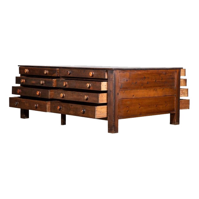 Large 19th Century English Pine Double Sided Work Table, 1890 For Sale