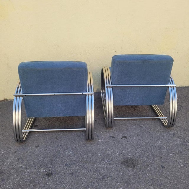 Large 20th Century Chrome Armchairs by Ralph Lauren, 1980s, Set of 2 For Sale - Image 12 of 18