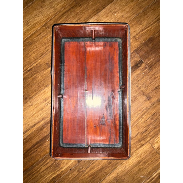 Antique Qing Chinese Wedding Chest / Dowry Box With Original Brass Sliding Lock and Key, Calligraphy For Sale - Image 10 of 10