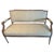 Mid 20th Century French Carved Natural Wood Settee with Modern Geometric Pattern Beige Upholstery For Sale - Image 17 of 18
