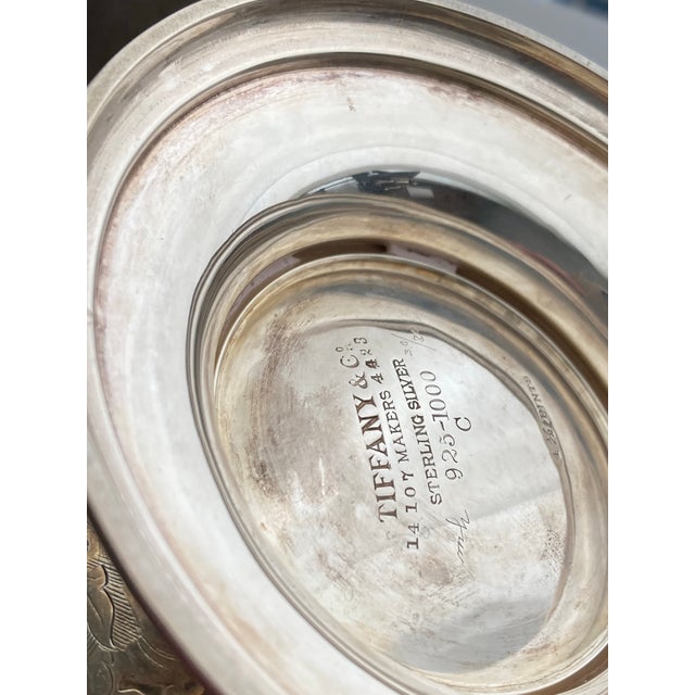 1900 - 1909 1900s Americana Tiffany Co Pitcher of Baluster Form Etched W/Cartouches Formed of Acanthus Strapwork &Ivy W/Scroll Handle Terminating in Acanthus For Sale - Image 5 of 6