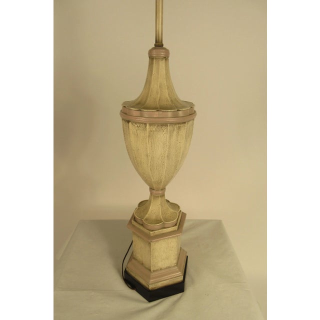 1950s Large Pink Plaster Finial Lamps - a Pair For Sale - Image 4 of 13