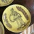 Mid 20th Century Signed Italian Handpainted Neoclassical Style Ochre Ceramic Plates- Set of 6 For Sale - Image 4 of 10