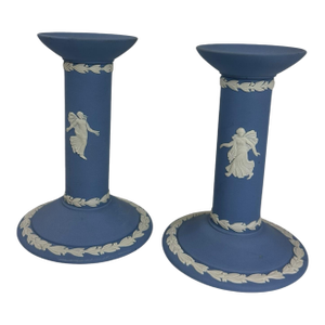 Pair of Mid 20th Century Wedgwood Jasperware Candlesticks