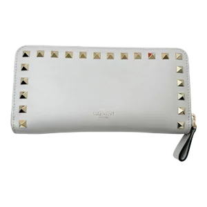Valentino Brand New Grey Continental Rockstud Zipped Long Wallet