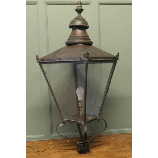 Large Victorian Copper Lantern Street Light For Sale - Image 3 of 7