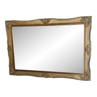 1970s Art Deco Ornate Carved Wood Mirror For Sale