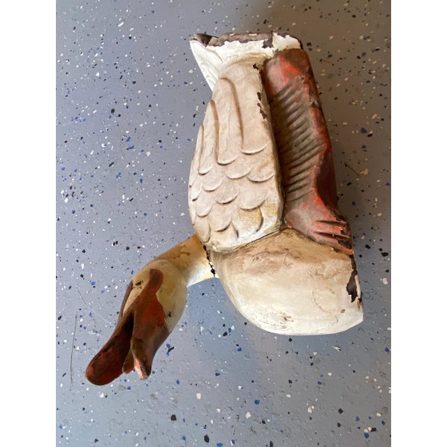 Rustic Antique Distressed Very Heavy Solid Wood Duck Hunting Decoy For Sale - Image 12 of 12