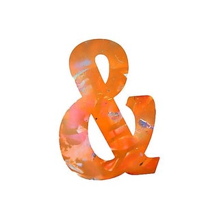 Large Orange Metal Marquee Ampersand For Sale