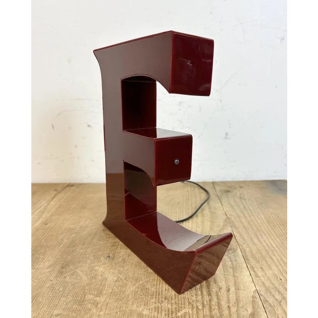 1980s Vintage Dark Red Illuminated Letter E, 1980s For Sale - Image 5 of 13