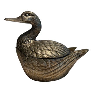 1970s Silver-plated ice bucket depicting a duck by Mauro Manetti For Sale