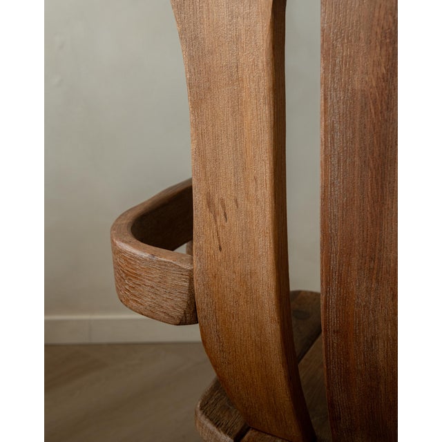 Brutalist Oak Armchair with Sculptural High Back by De Puydt, 1960s For Sale - Image 16 of 18
