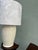 Metal Vintage 1940s White Art Deco Ceramic Table Lamp — Custom Peacock Silk Shade, Hollywood Regency For Sale - Image 7 of 10