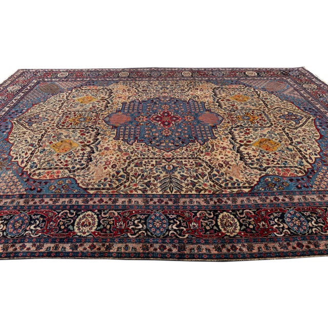 Persian 1920s Classic Handmade Antique Persian Tabriz Wool Rug With Allover Design For Sale - Image 3 of 7