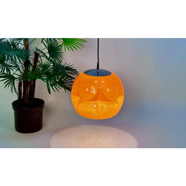 Orange Large Space Age Sculptural Opaline Glass and Chrome Hanging Lamp from Peill & Putzler, Germany, 1960s For Sale - Image 8 of 18