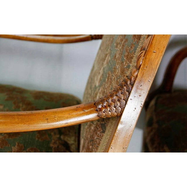 Wood Pair of French Directoire Style Walnut Armchairs, Mid-20th Century For Sale - Image 7 of 10
