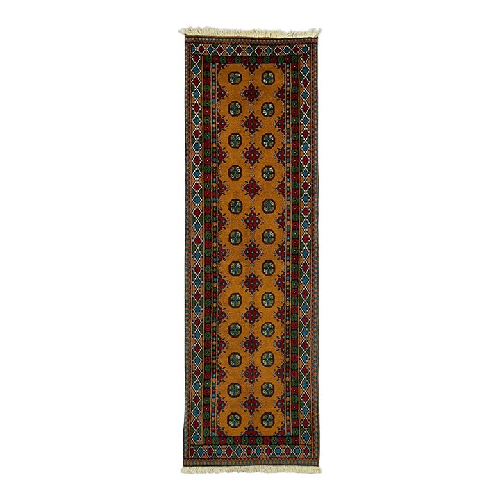 Mustard Gold Mori Gul Tribal Oriental Runner Rug, 2'10
