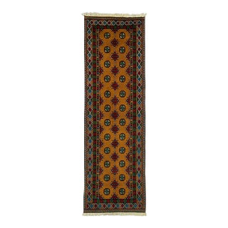 Mustard Gold Mori Gul Tribal Oriental Runner Rug, 2'10" X 9'4" For Sale