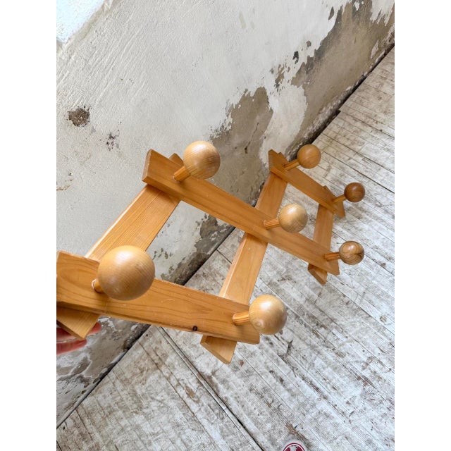 Pine Wall Coat Rack, 1980 For Sale - Image 10 of 15