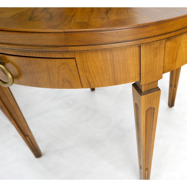 Mid 20th Century Baker Walnut Round Sunburst Pattern Gallery Top Drawer Side Lamp Table Stand For Sale - Image 15 of 15