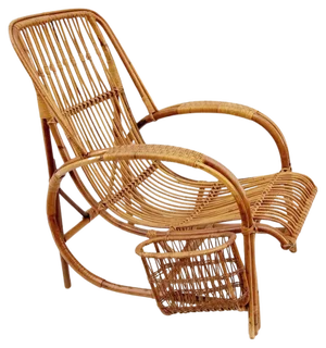 Bamboo and Wicker Lounge Chair, 1950s