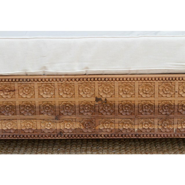 Carved Floral Jali Canopy Sanctuary Daybed For Sale - Image 9 of 15