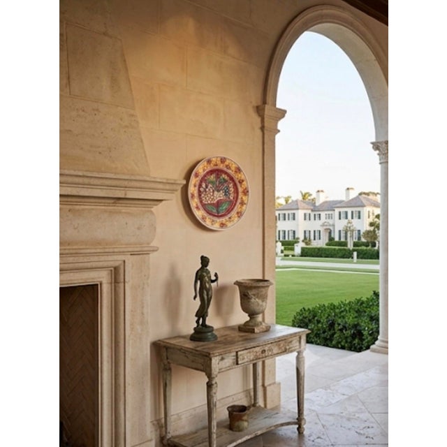 Orange Vintage Hand-Painted Mediterranean Terracotta Wall Accent Plate With Bird & Tulip Motif For Sale - Image 8 of 11
