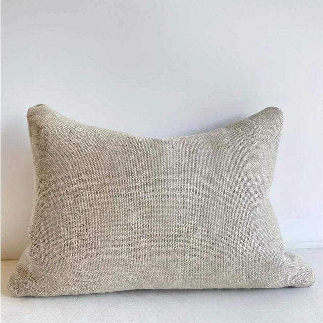 Textile Vintage European Grain Sack Pillow With Insert For Sale - Image 7 of 7